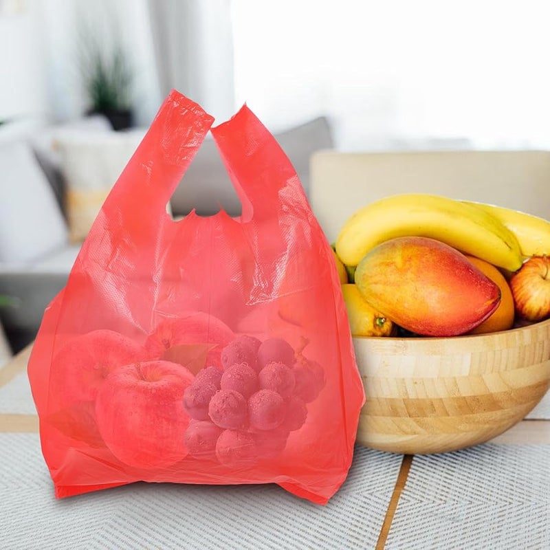 50 قطعة من أكياس القمامة البلاستيكية الحمراء السميكة بمقابض 20 × 32 سم، أكياس نفايات مطبخ متينة - Image 5